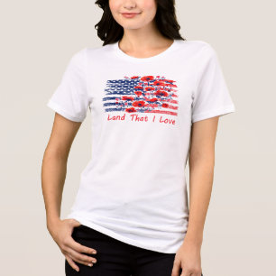 Land Dat Ik Beminn, Bloem Amerikaanse Vlag Tri-Blend Shirt