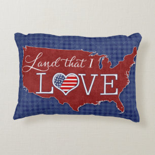 Land dat ik LIEF - Amerikaanse hart & vlag Decoratief Kussen