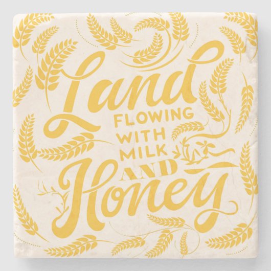 Land dat vloeit van melk en honing stenen onderzetter (Voorkant)