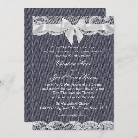 Land Denim en kant bruiloft Kaart (Voorkant / Achterkant)