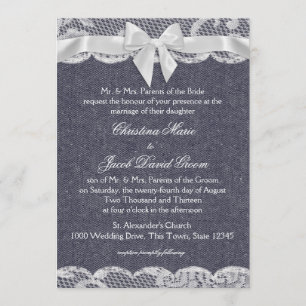 Land Denim en Lace Wedding Kaart