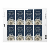 Land Denim & Ivoor Kant Bruiloft Mini Wijn Etiket (Full Sheet)