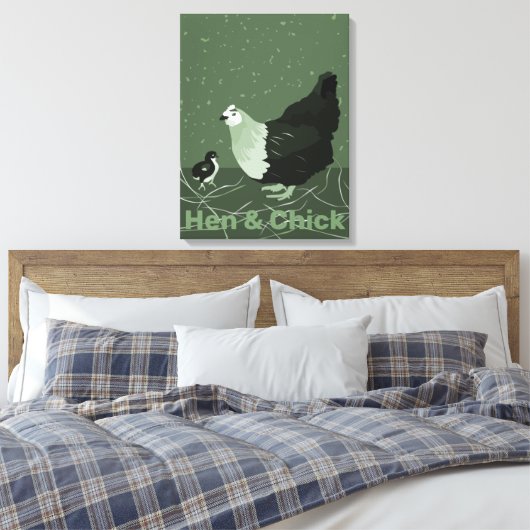 Land Dier Moeder Kip & Chick Pluimvee Keuken Canvas Afdruk (Insitu (Slaapkamer))