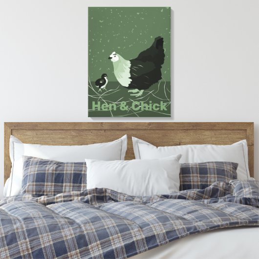 Land Dier Moeder Kip & Chick Pluimvee Keuken Canvas Afdruk (Insitu (Slaapkamer))