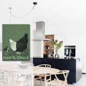 Land Dier Moeder Kip & Chick Pluimvee Keuken Canvas Afdruk