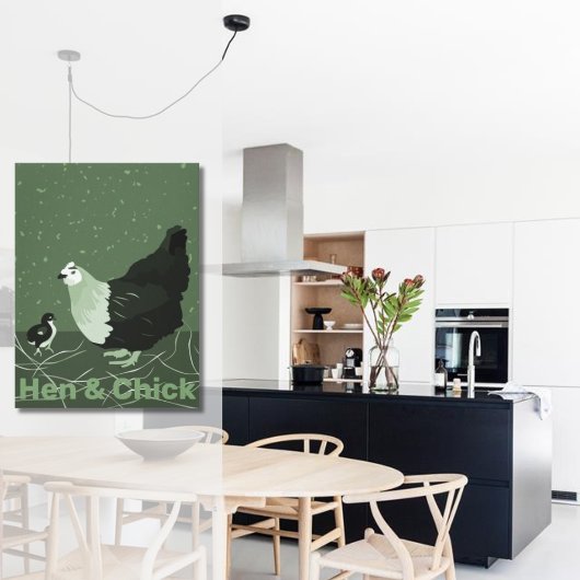 Land Dier Moeder Kip & Chick Pluimvee Keuken Canvas Afdruk