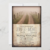 Land Dirt Road Rustic Fence Post Wedding Invite Kaart (Voorkant)