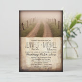 Land Dirt Road Rustic Fence Post Wedding Invite Kaart (Staand voorkant)