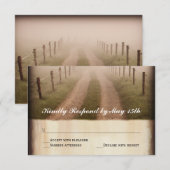 Land Dirt Road Rustic Fence Post Wedding RSVP (Voorkant / Achterkant)