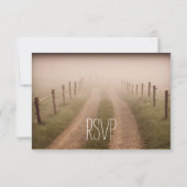 Land Dirt Road Rustic Fence Post Wedding RSVP Kaartje (Achterkant)