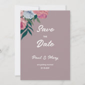 Land donkergroen roze paarse flora Save the Date Kaart (Voorkant)