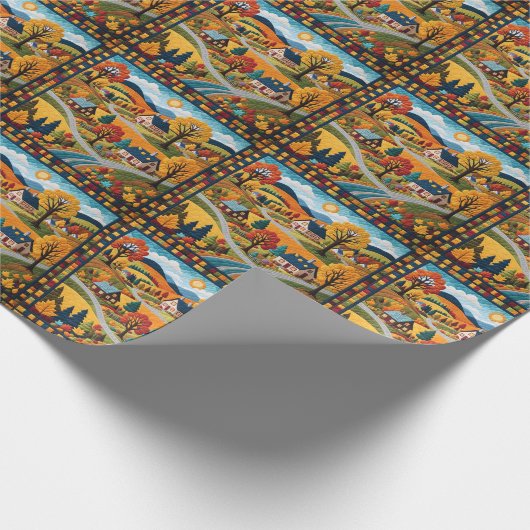 Land Dorp Quilt Design Cadeaupapier (Hoek)