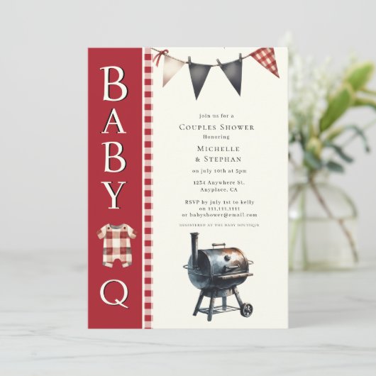 land eenvoudig baby q Baby shower Uitnodigen Kaart (Staand voorkant)