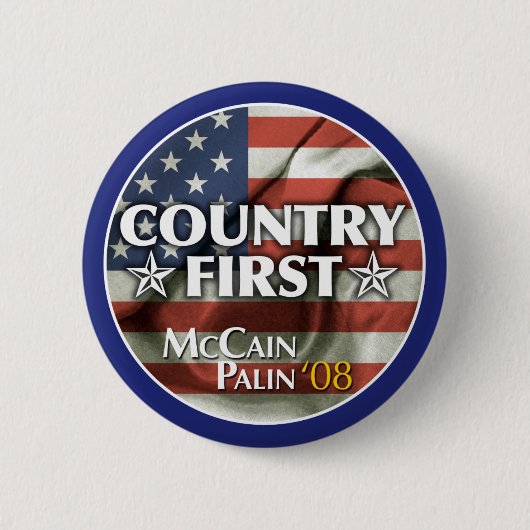 Land eerste: McCain-Palin-Button Ronde Button 5,7 Cm (Voorkant)
