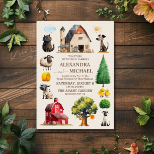 Land Elegant Chique Trendy Boerderij Bruiloft Kaart