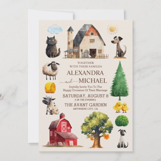 Land Elegant Chique Trendy Boerderij Bruiloft Kaart (Voorkant)