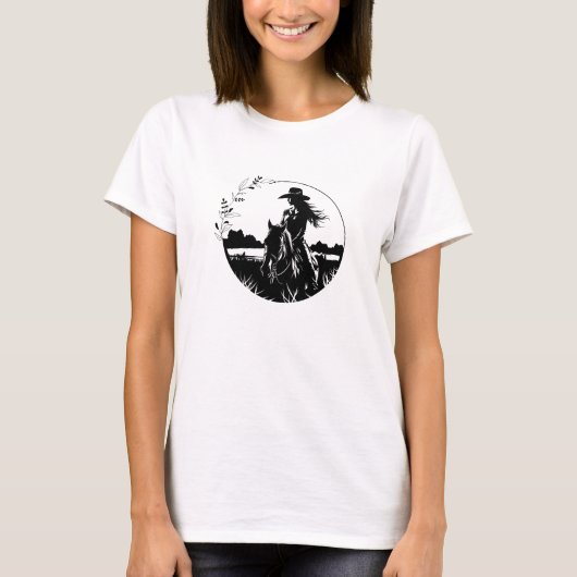Land Elegant Paard Cowgirl Western Ruitersport T-shirt (Voorkant)