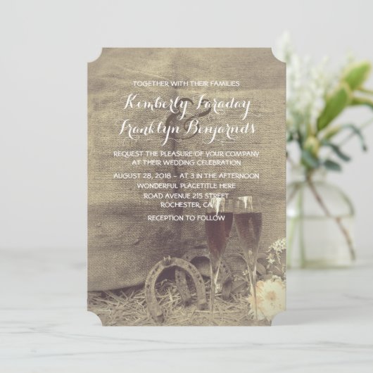 Land en rustieke bruiloft kaart (Staand voorkant)