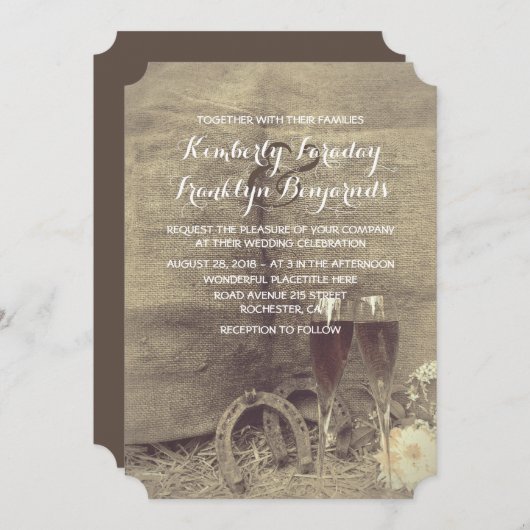 Land en rustieke bruiloft kaart (Voorkant / Achterkant)