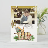 Land en Western Cowboy Boots Christmas Kaart (Staand voorkant)