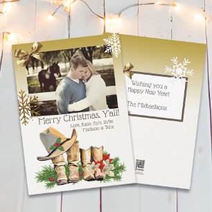 Land en Western Cowboy Boots Christmas Kaart