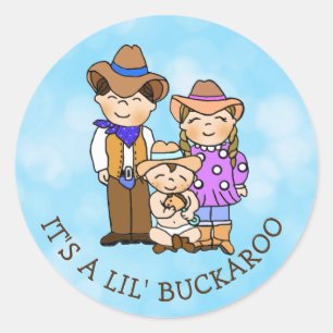 Land en Western Cowboy Family Classic Round St. Ronde Sticker