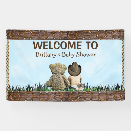 Land en Western Lil Cowboy & Teddy Bear Spandoek (Horizontaal)