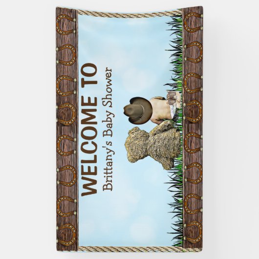 Land en Western Lil Cowboy & Teddy Bear Spandoek (Verticaal)