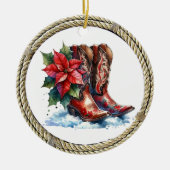 Land en Westerne Cowboy Boots Kerst Keramisch Ornament (Voorkant)
