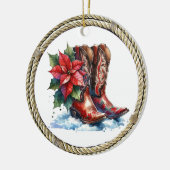 Land en Westerne Cowboy Boots Kerst Keramisch Ornament (Links)