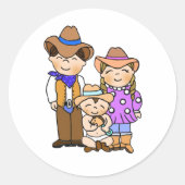 Land en Westerne Cowboy familie Ronde Sticker (Voorkant)