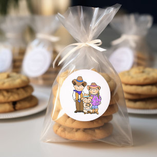 Land- en Westerne cowboyfamilie Ronde Sticker