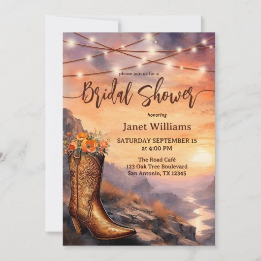 Land en Westerne laarzen Vrijgezellenfeest Kaart (Voorkant)