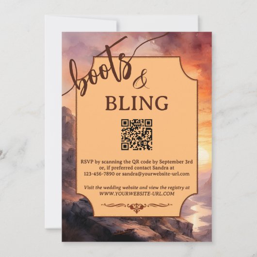 Land en Westerne laarzen Vrijgezellenfeest Kaart (Achterkant)