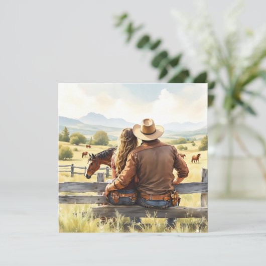 Land en Westerne romantische Valentijnsdag Feestdagenkaart (Staand voorkant)