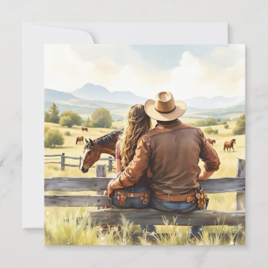 Land en Westerne romantische Valentijnsdag Feestdagenkaart (Voorkant)
