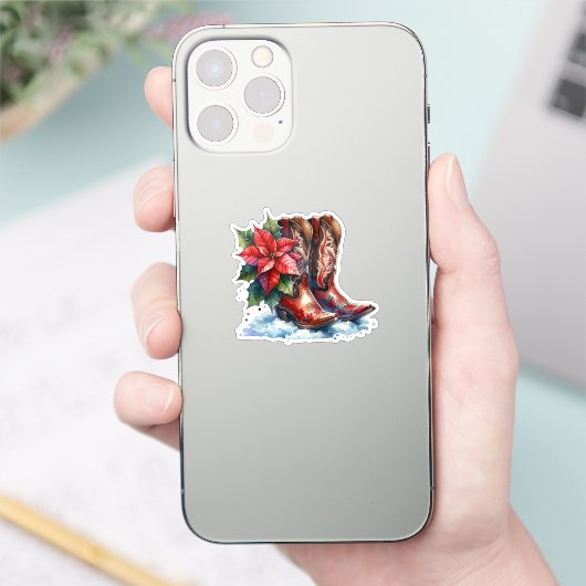 Land en Westerne rustieke cowboylaarzen kerst Sticker (Telefoon)