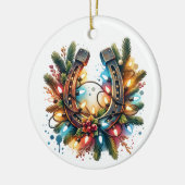 Land en Westerne rustieke Hoefijzer kerst Keramisch Ornament (Links)