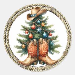 Land en Westerne rustieke kerstboom Ronde Sticker