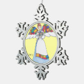 Land Engel (Blauw) Sneeuwvlok Ornament (Rechts)