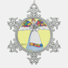 Land Engel (Blauw) Sneeuwvlok Ornament