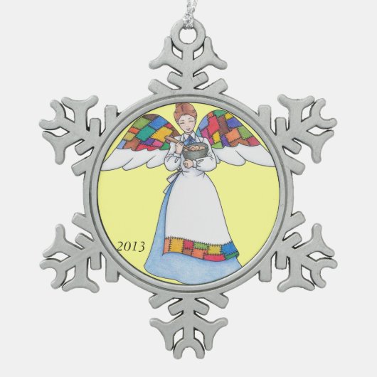 Land Engel (Blauw) Sneeuwvlok Ornament (Voorkant)