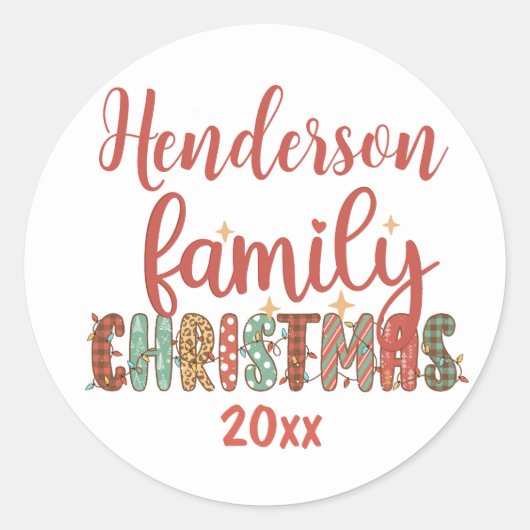 Land Familienaam Kerstmis Ronde Sticker (Voorkant)