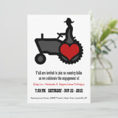 Land Farmer Love Cute Tractor Engagement Party Kaart (Staand voorkant)