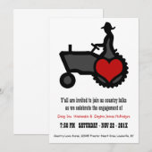 Land Farmer Love Cute Tractor Engagement Party Kaart (Voorkant / Achterkant)