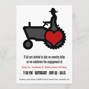 Land Farmer Love Cute Tractor Engagement Party Kaart