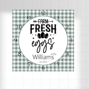 Land Farmhouse Boerderij Fresh Eggs Square Wa Vierkante Klok