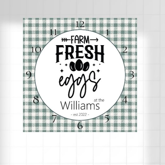Land Farmhouse Boerderij Fresh Eggs Square Wa Vierkante Klok