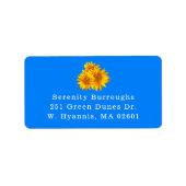Land Floral Blue Summer Herfst Yellow Sunflower Etiket (Voorkant)