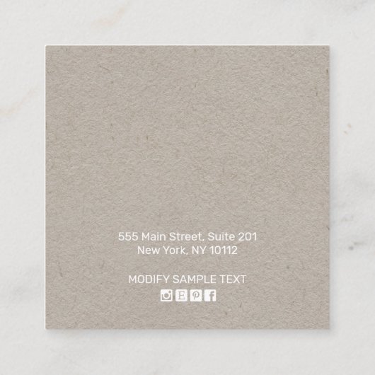 Land Floral Boho Kraft Stud Earning Display Vierkante Visitekaartje (Achterkant)